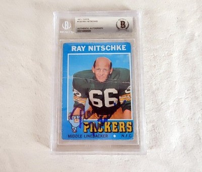 1971 Topps #133 Ray Nitschke Signed Auto Beckett BAS Authentic Packers HOF
